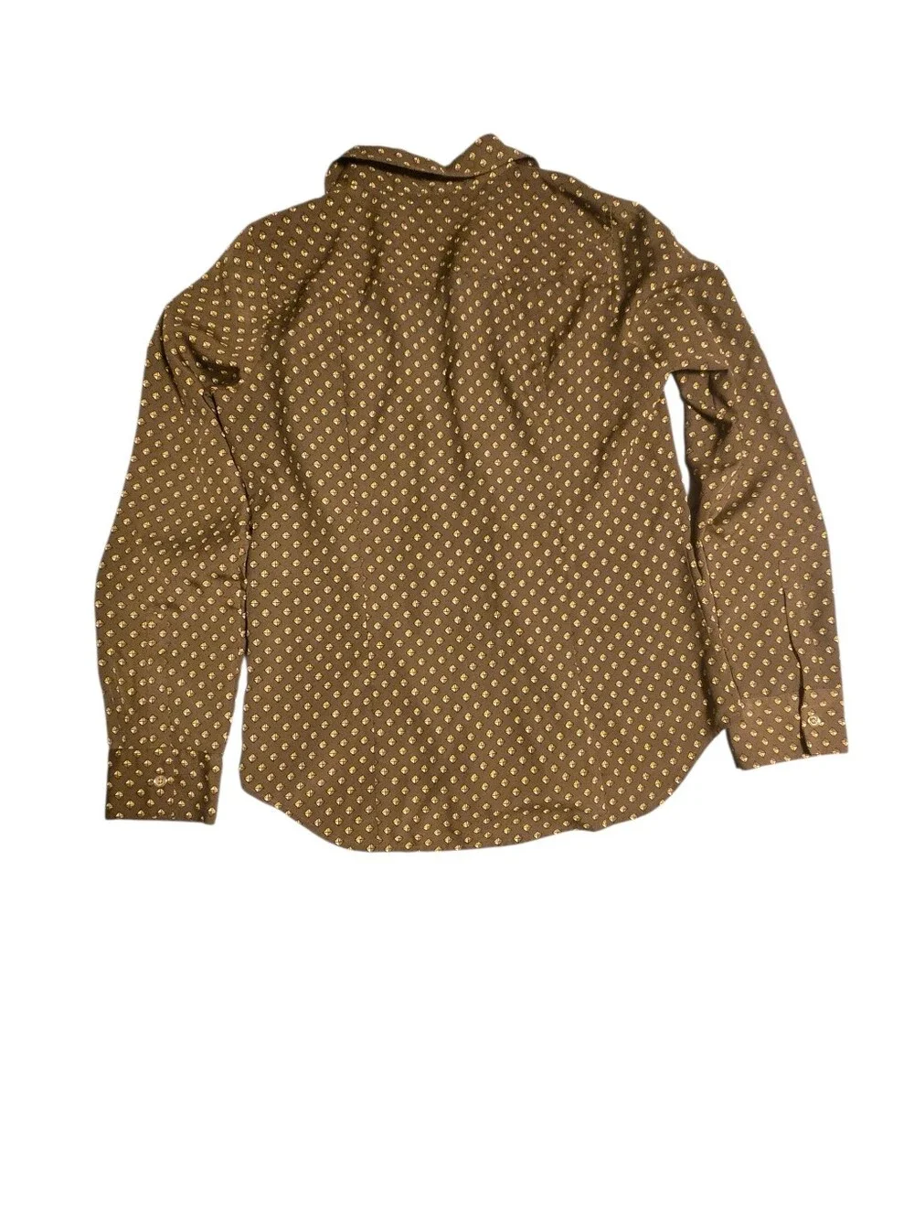 Michael Kors Blouse Zip Front 4 Pockets Women's Olive Browish Print Sz 4